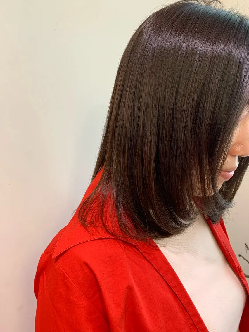 ミディアム カラー 顔まわりレイヤー 顔周りカット レイヤーカット ヘアカラー 🫧 みゆ🫧のヘアスタイル