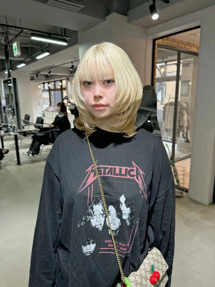 ミディアム ケアカラー ボブ 髪質改善 韓国風ヘア レイヤーカット カット トリートメント 心斎橋 韓国レイヤ ー指名No.1renのヘアスタイル
