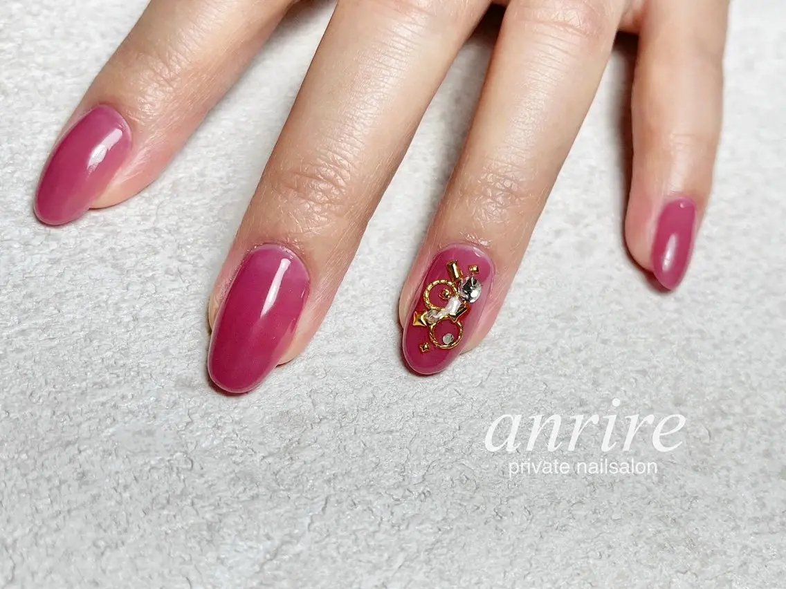ネイル ワンカラーネイル ピンク シンプルネイル nailsalon anrireのネイルデザイン