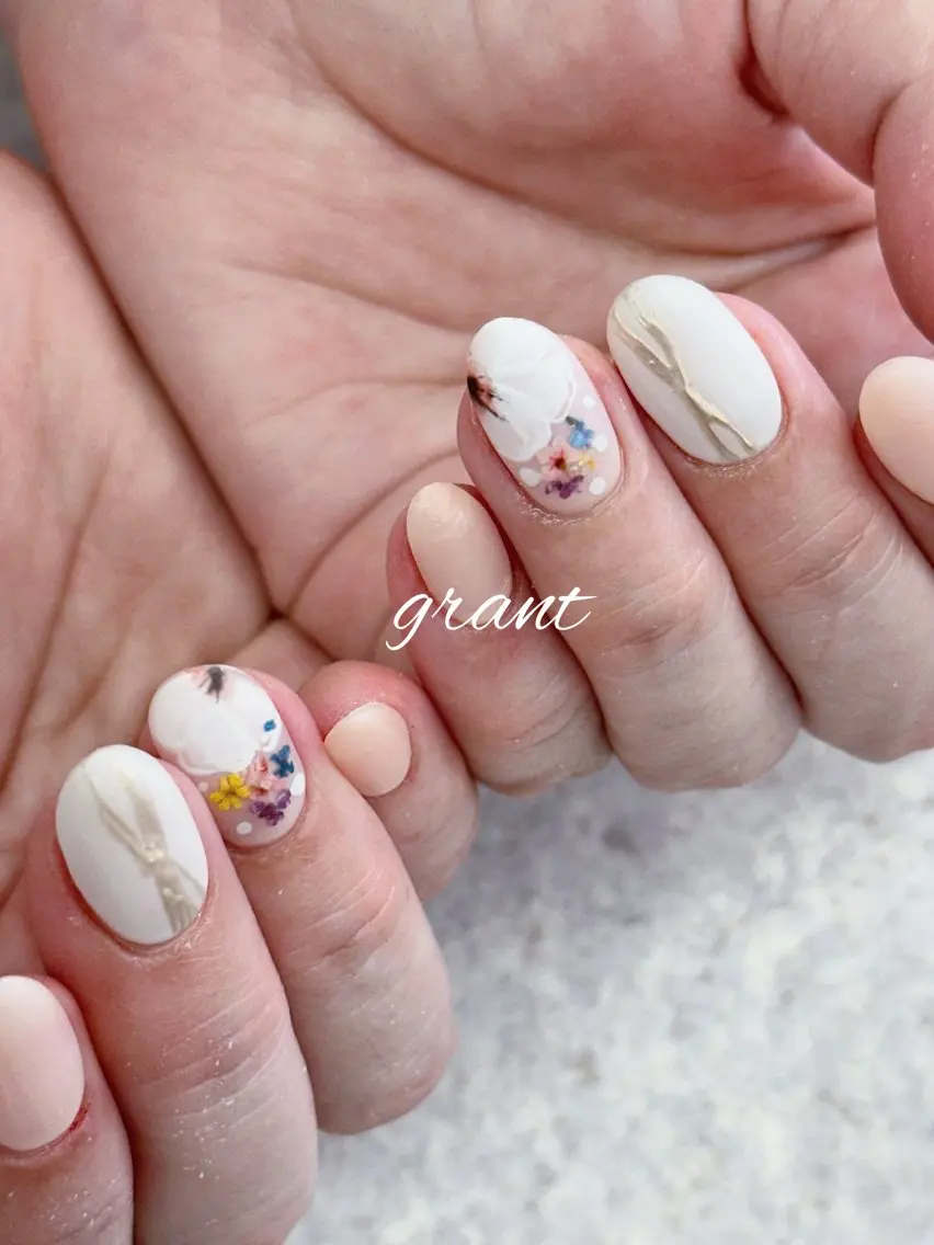 ネイル シンプルネイル 春ネイル ハンドネイル nailsalon grantのネイルデザイン