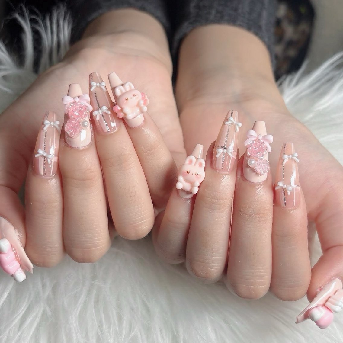 ネイル フットネイル フレンチネイル グラデーション 韓国ネイル ロングネイル ハンドネイル Hani Nail Salonのネイルデザイン