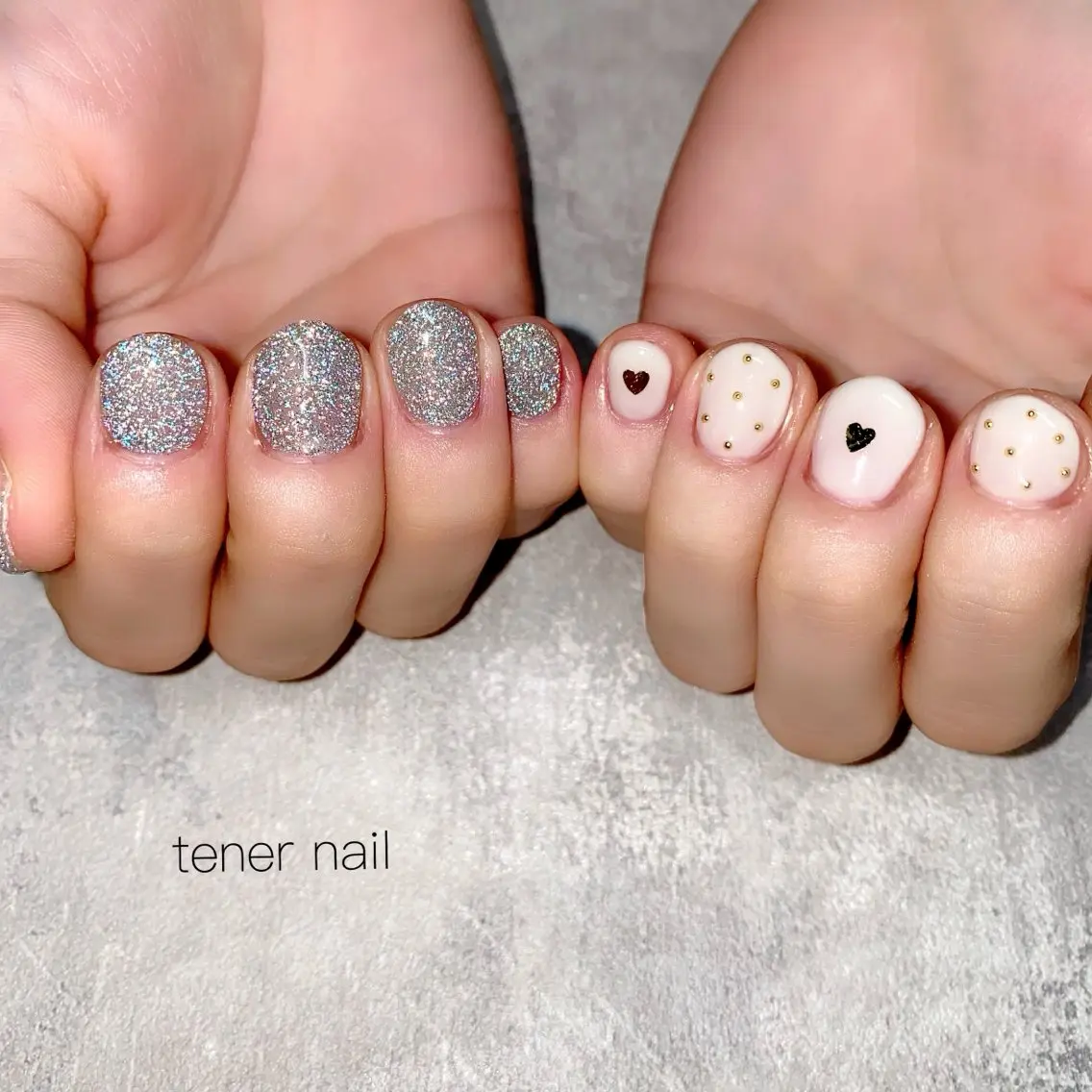 ネイル フラッシュネイル ハート ホログラムネイル ラメ(グリッター) ハンドネイル テネルネイル tener nailのネイルデザイン