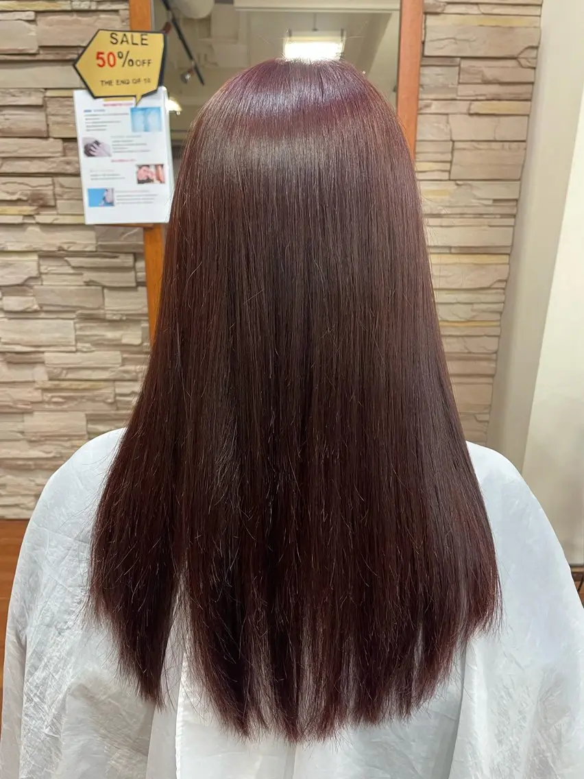 ロング カラー ブリーチ ブリーチなしカラー レッドカラー 浅岡 昭汰のヘアスタイル