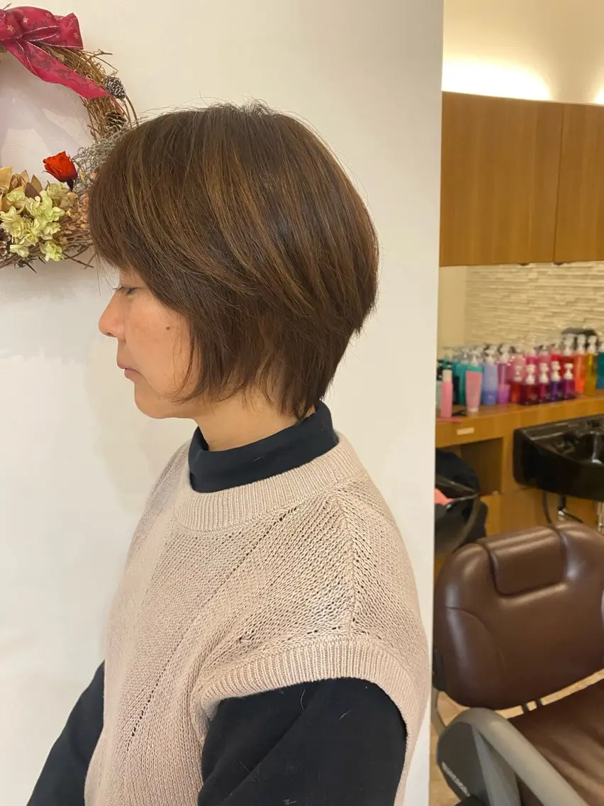 ショート カラー ハイライトカラー ハイライト 田崎 暁大のヘアスタイル