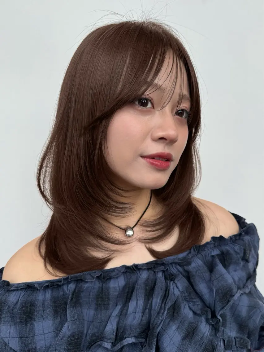 ミディアム カット ヘアカラー トリートメント 艶髪/レイヤー/ 垢抜け🩵/MARIのヘアスタイル