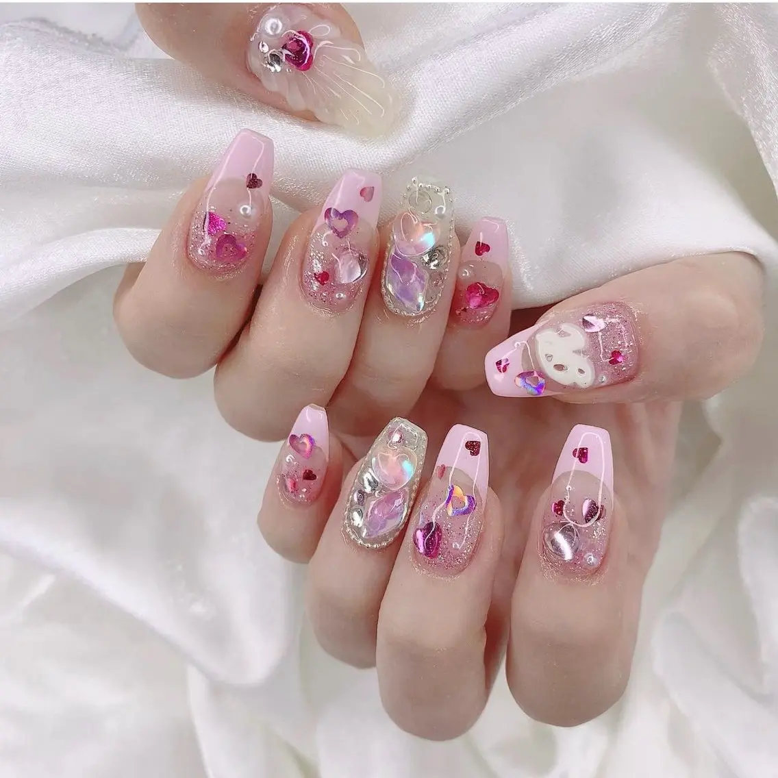 ネイル 渋谷／チップ長さ出し 👑アプレgel-xのネイルデザイン