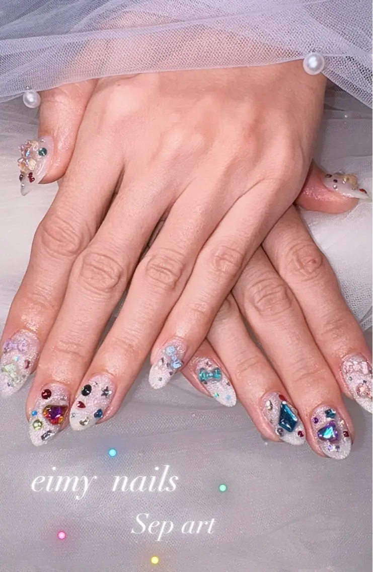 ネイル アートネイル ハート キラキラネイル マグネットネイル ストーンネイル ハンドネイル eimy nails♡のネイルデザイン