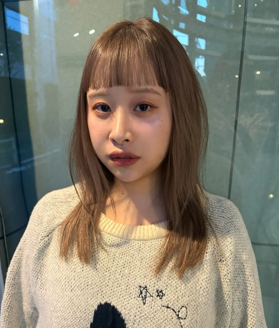 ミディアム カラー ベージュカラー 似合わせカット/ naokoのヘアスタイル