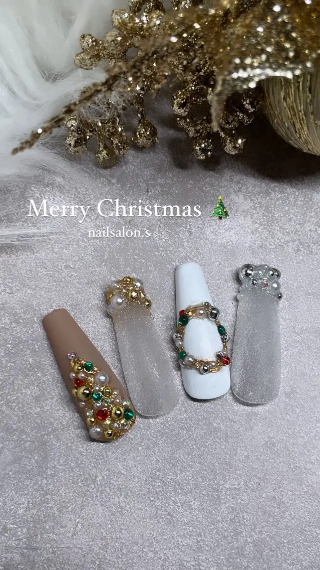 ネイル ジェルネイル スカルプネイル 冬ネイル クリスマス 関山 志乃のネイルデザイン