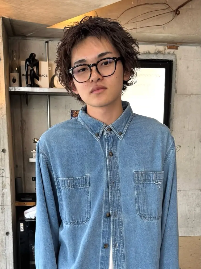 ショート カラー メンズ メンズパーマ メンズショート スパイキーショート ショートヘア カット ヘアカラー YOKO/パーマ レイヤーカットのヘアスタイル