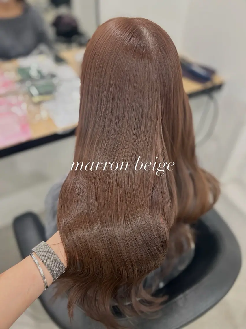 ロング カラー ヘアカラー トリートメント ヘッドスパ ヘアセット YUKA🤍ベージュ /ミルクティーのヘアスタイル