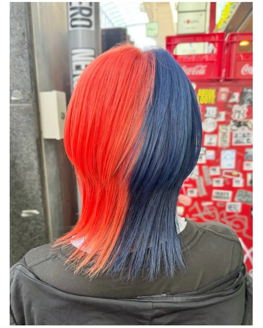 ショート カラー ブルーカラー ネイビーカラー オレンジ ヘアカラー TSUNO🦖 派手髪/オタク美容師のヘアスタイル