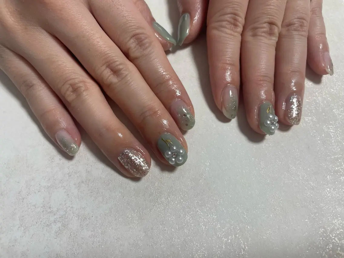 ネイル ジェルネイル メンズネイル パラジェル 春ネイル ワンホンネイル kiki nail たまプラーザのネイルデザイン