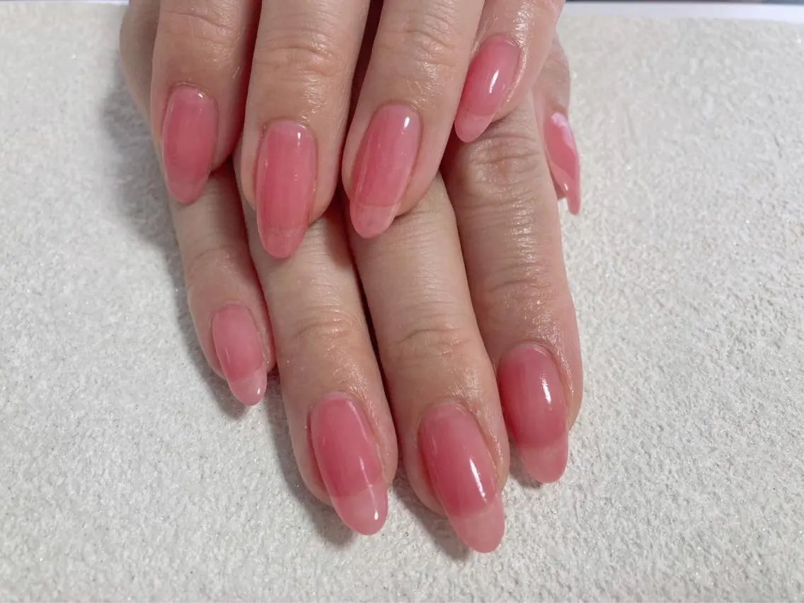 ネイル 桜ネイル フレンチネイル ジェルネイル ガラスフレンチ 韓国ネイル ハンドネイル kiki nail &brow二子玉川のネイルデザイン