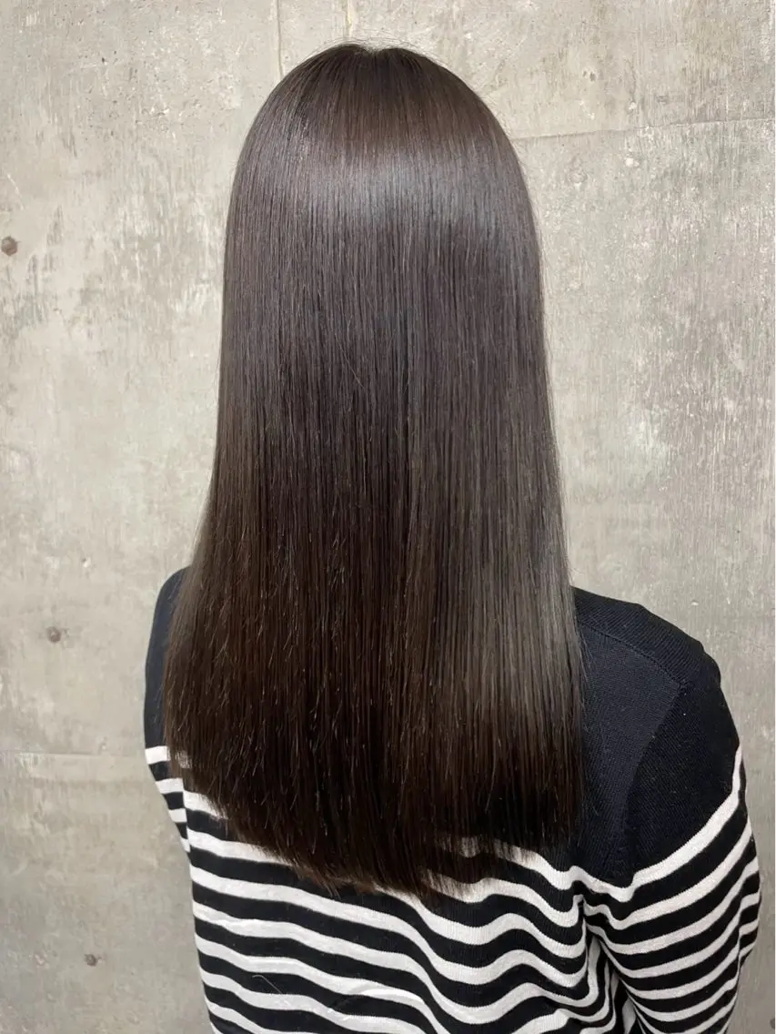 ロング くせ毛 伸ばしかけ 縮毛矯正 酸性ストレート ヘアカラー 縮毛矯正 トリートメント 松井ゆら/ ショート/縮毛矯正のヘアスタイル