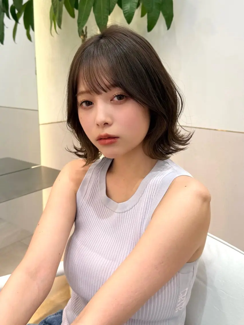 ミディアム カット ヘアカラー トリートメント 新宿/髪質改善/ボブ 韓国レイヤー大重聖斗のヘアスタイル