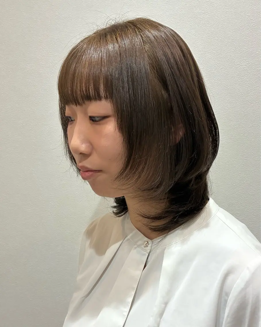ミディアム カット ヘアカラー トリートメント 柴田真衣 /ナチュラル/半個室のヘアスタイル