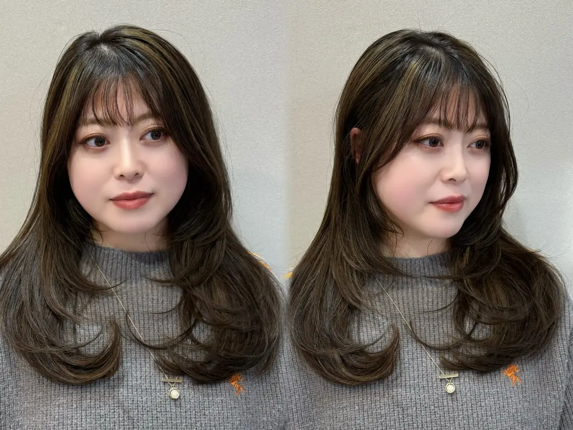 セミロング カラー ベージュカラー ハイライトカラー ハイライト レイヤーカット レイヤー/ハイライト /立川/赤池宏隆のヘアスタイル
