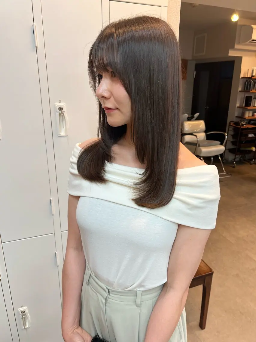 ミディアム カラー 酸性ストレート 🧡YUU💚艶抜群 カラー✨/905号室のヘアスタイル