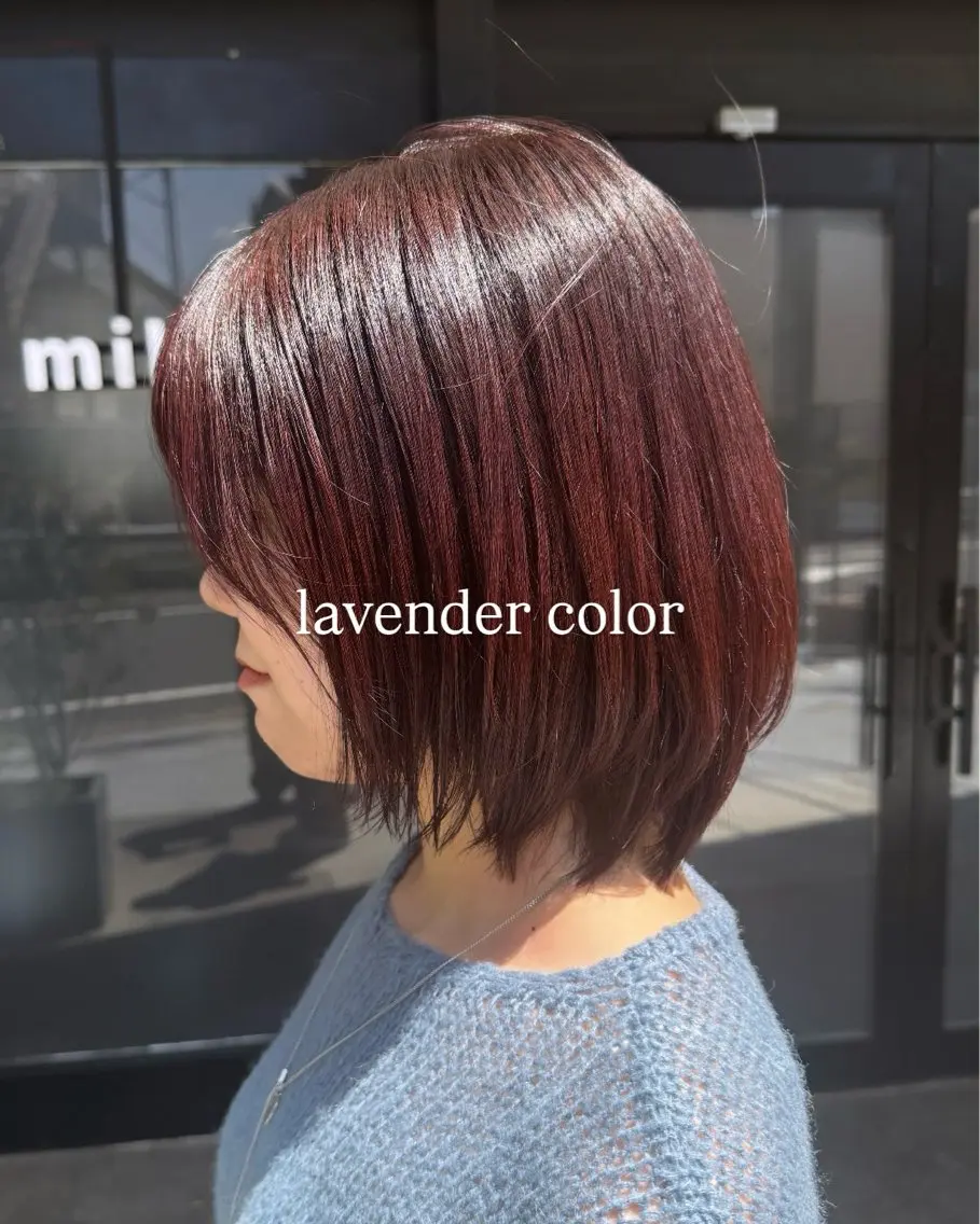 ショート カラー ボブレイヤー ラベンダーカラー ボブ レイヤーカット ヘアカラー 透明感カラー/パーマ 🌀アオノのヘアスタイル