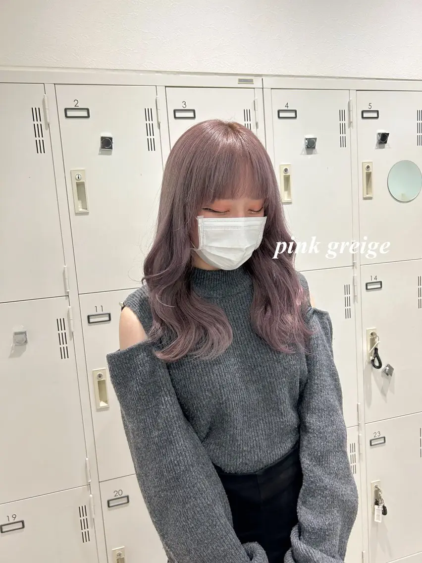 セミロング カラー ブリーチ ヘアカラー トリートメント ピンクカラー🎀/ ミルクティー🍼花音のヘアスタイル