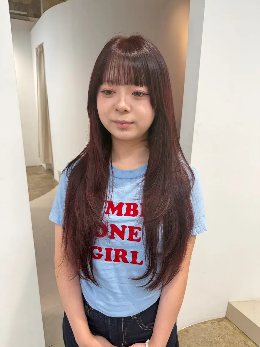 ロング カラー ヘアカラー トリートメント 𝘚𝘶𝘻𝘶 𓂃𓈒𓏸のヘアスタイル