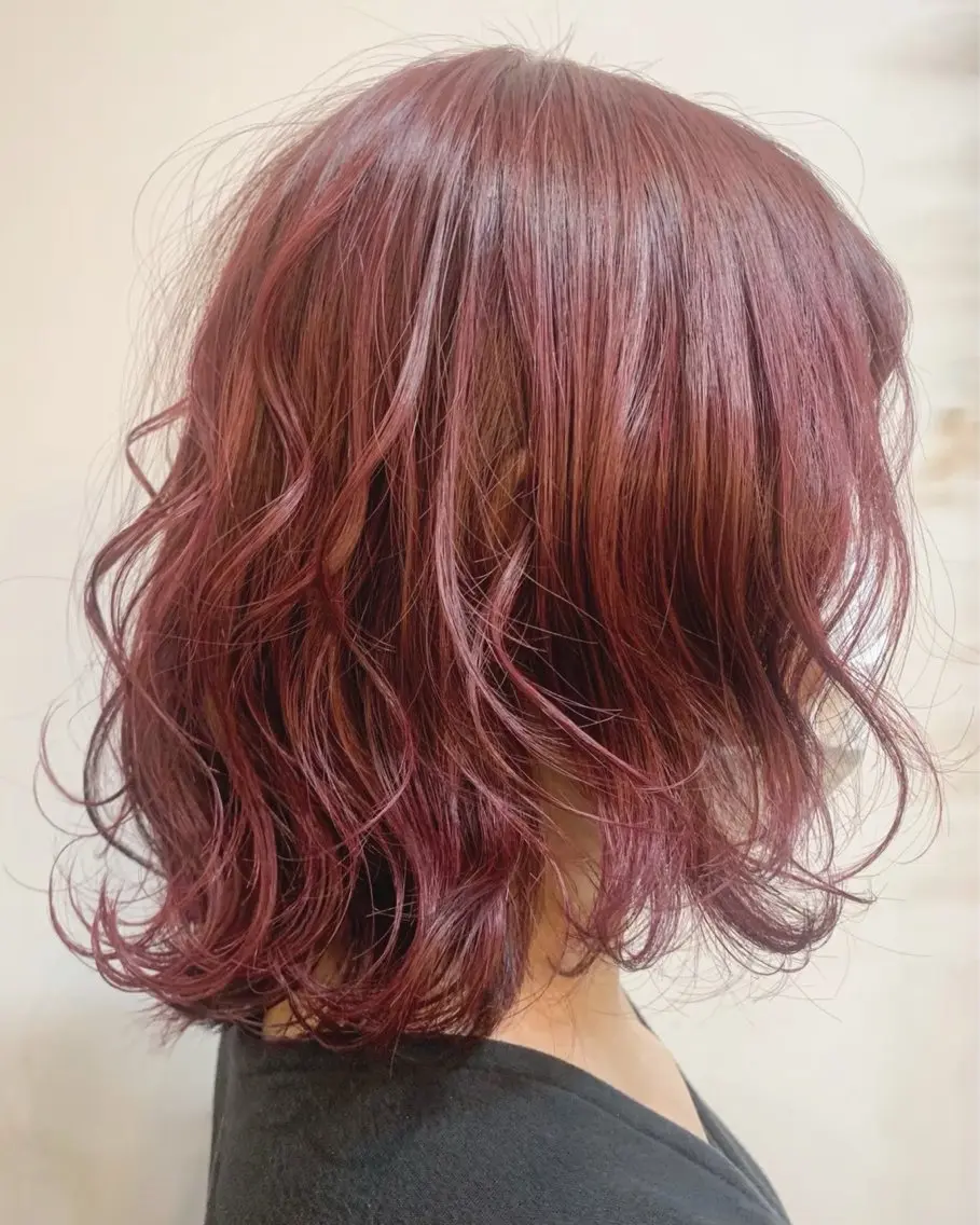 ミディアム カラー パーマ カット ヘアカラー トリートメント HARUKI🌸笹塚 インナーカラーのヘアスタイル