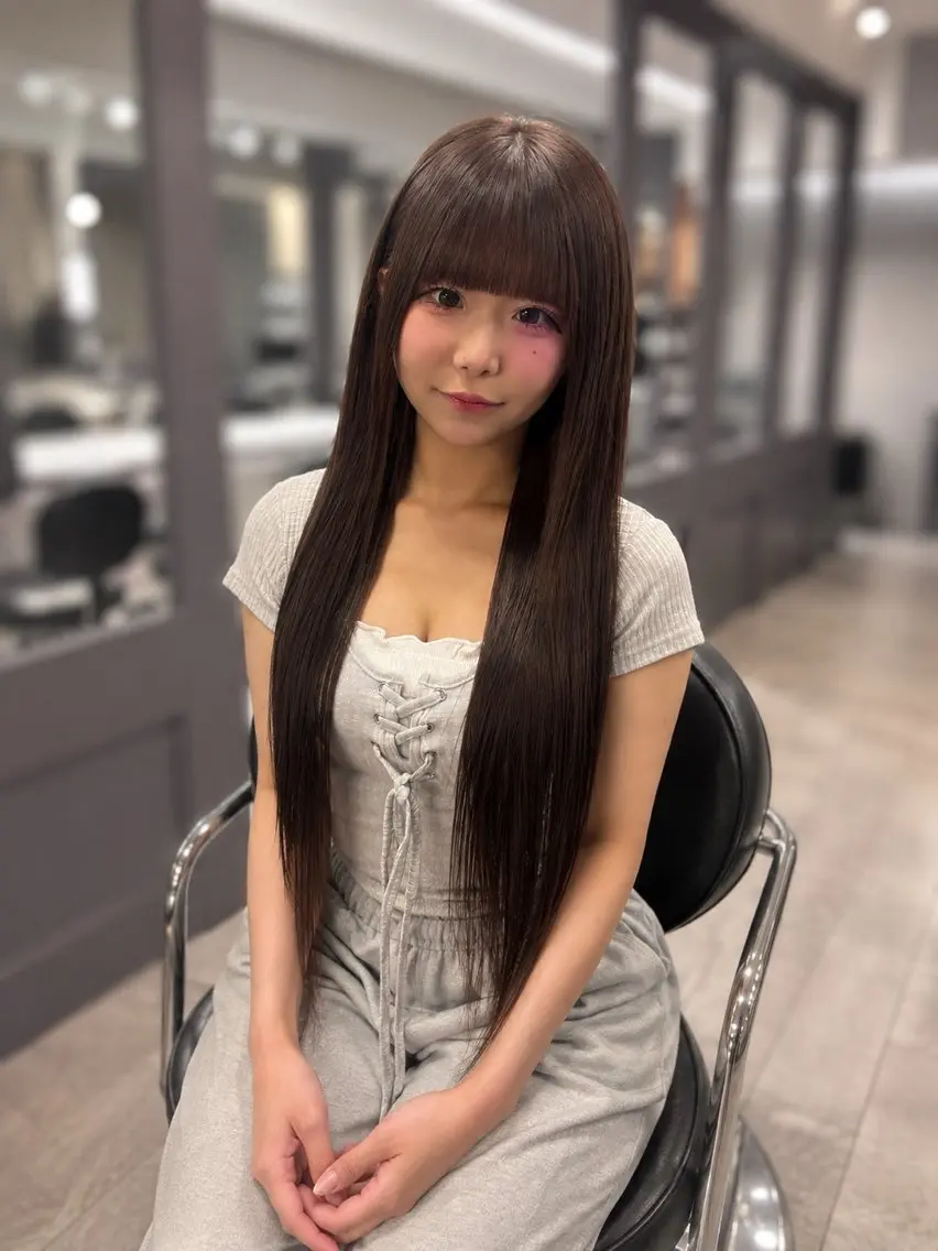 ロング カラー ブリーチ 透明感カラー エクステ ヘアカラー エクステ 福西 洋斗のヘアスタイル