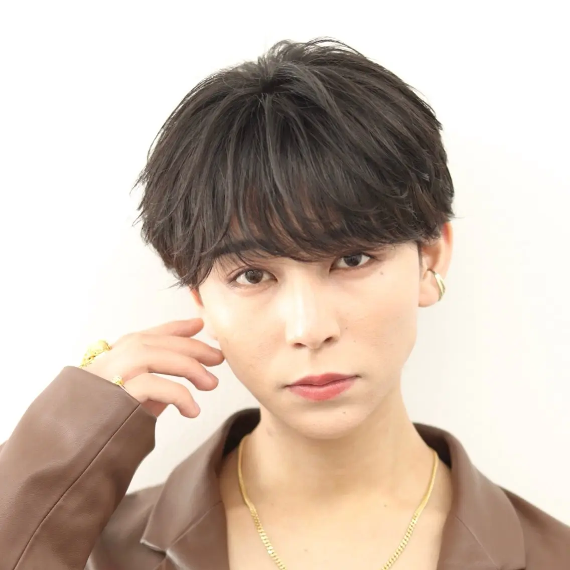 ミディアム カラー パーマ メンズ 海老沼 陸のヘアスタイル