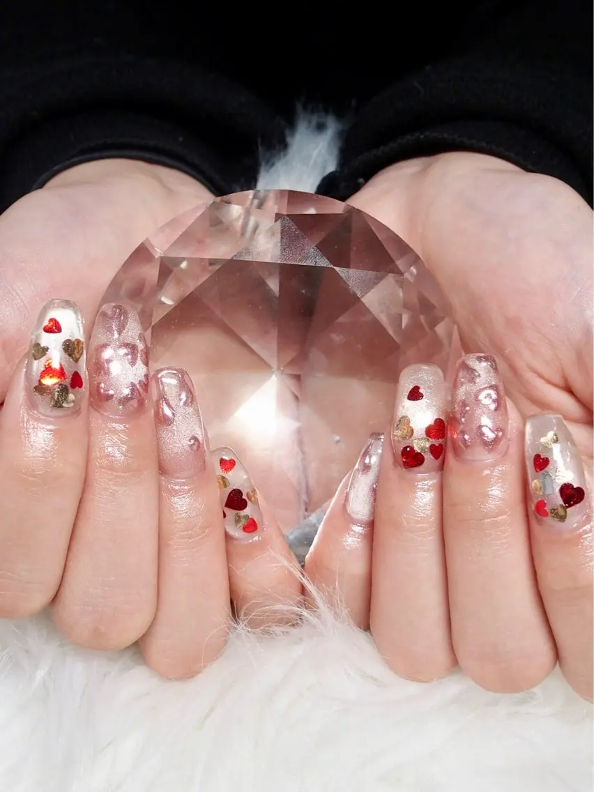 ネイル ハート バレンタイン ハンドネイル フットネイル ハンドケア ネイルサロン High-Nailのネイルデザイン