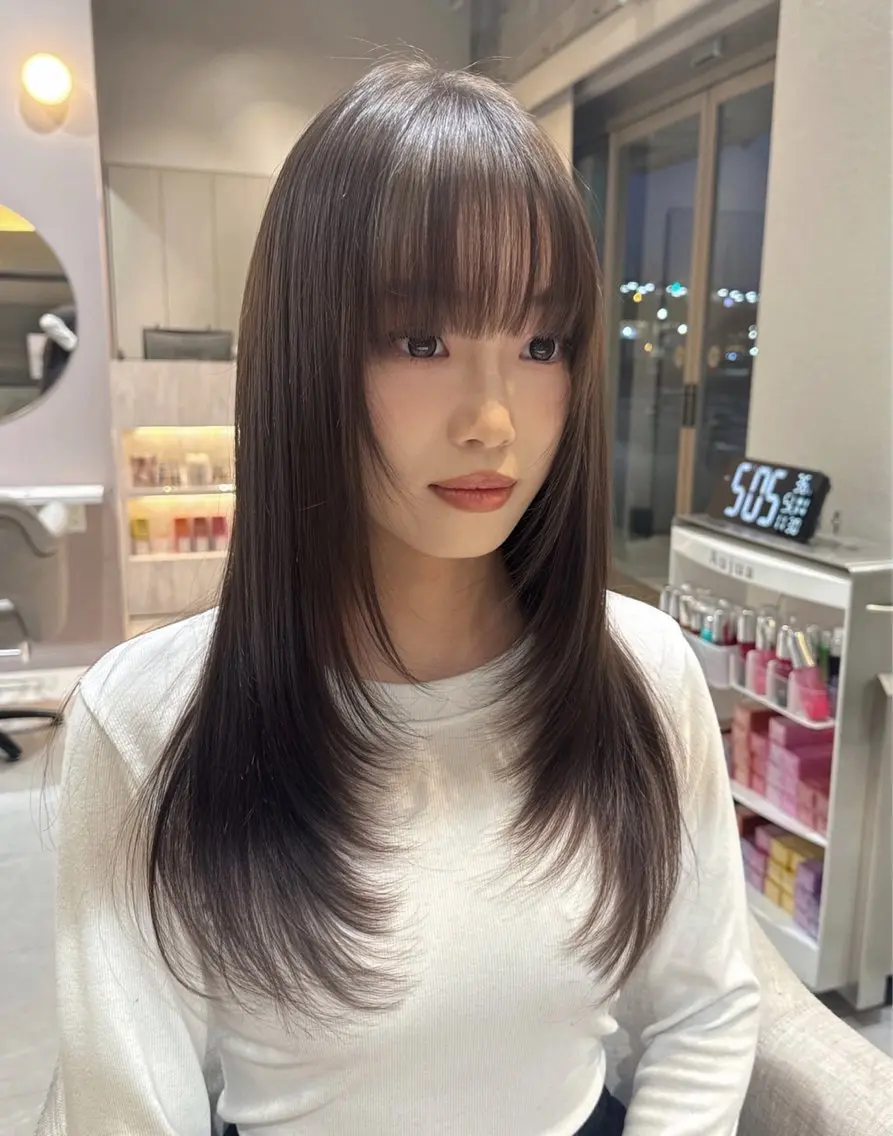 ロング カラー ベージュカラー オリーブベージュ 髪質改善 レイヤーカット カット ヘアカラー トリートメント 🌼縮毛矯正🌼 中野有騎🦕のヘアスタイル