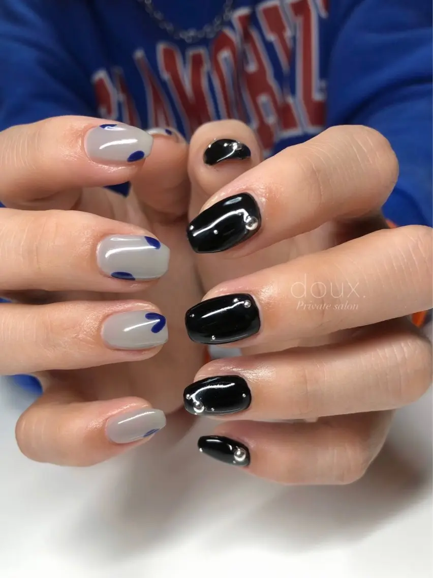 ネイル フレンチネイル 韓国ネイル マグネットネイル ミラーネイル 持ち込み doux. nailのネイルデザイン