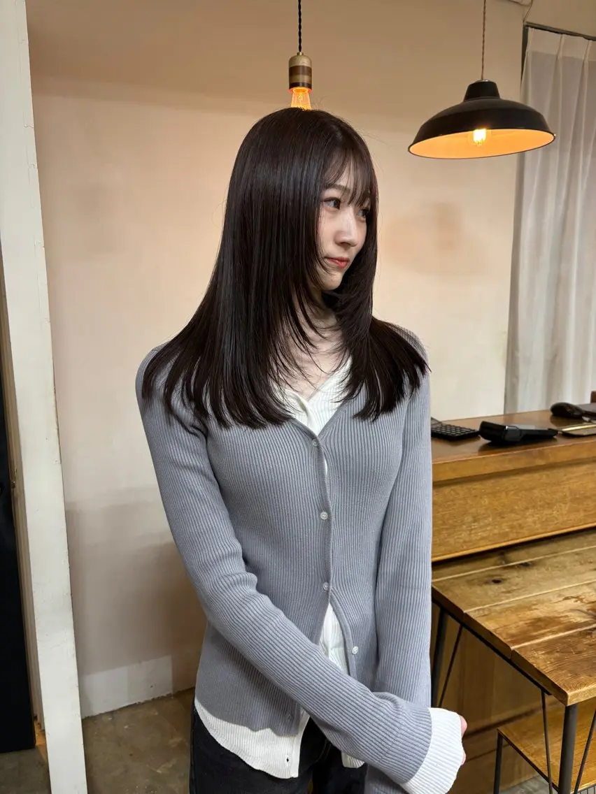 セミロング カラー カット ヘアカラー トリートメント 縮毛矯正ボブ&顔まわ レイヤー♡TOMOEのヘアスタイル