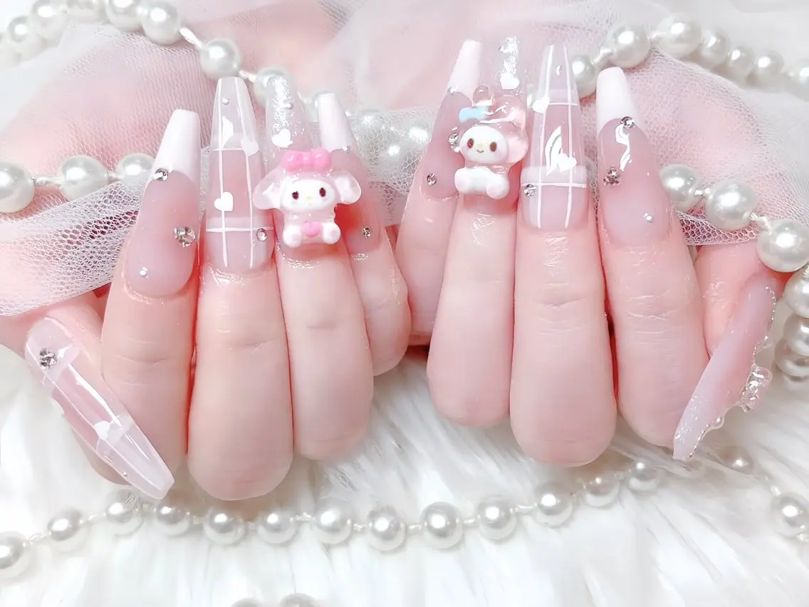 ネイル ブルー ジェルネイル ガーリー グラデーション グリーン ハンドネイル Rin Nail 新大久保店のネイルデザイン