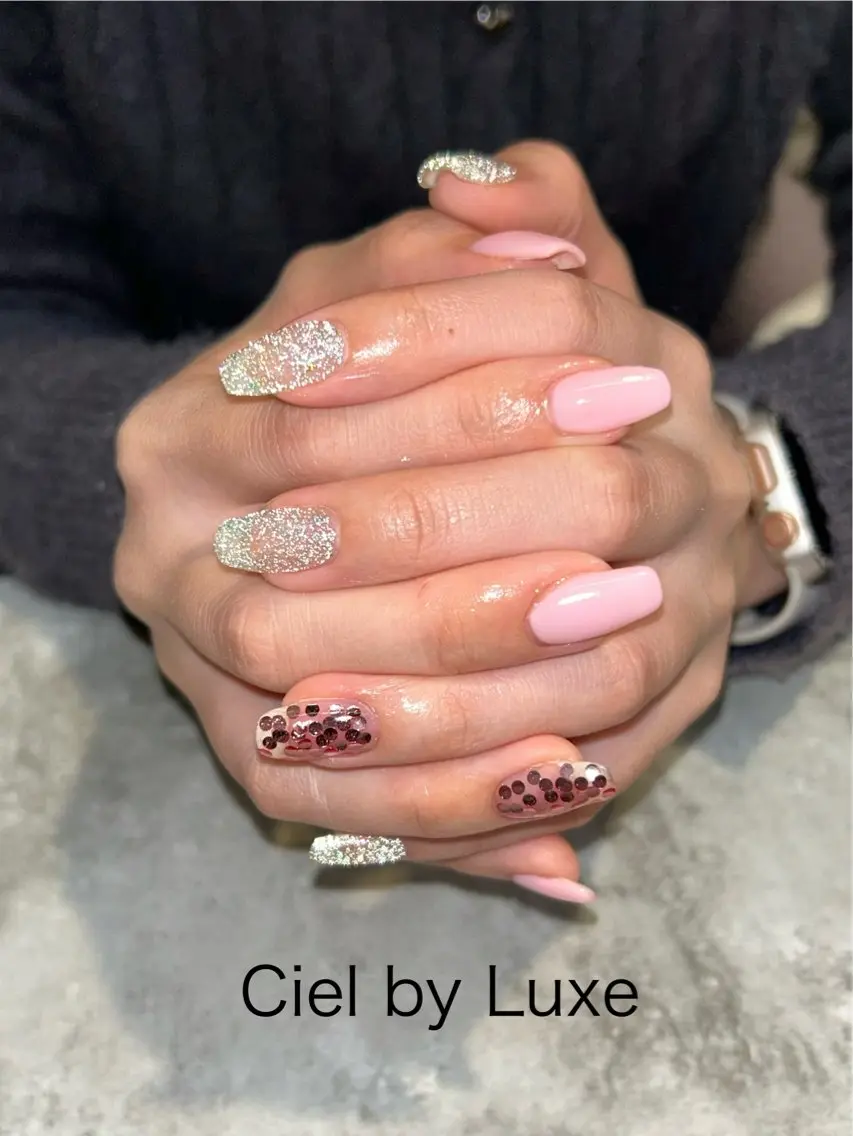ネイル フラッシュネイル キラキラネイル CielbyLuxe manamiのネイルデザイン