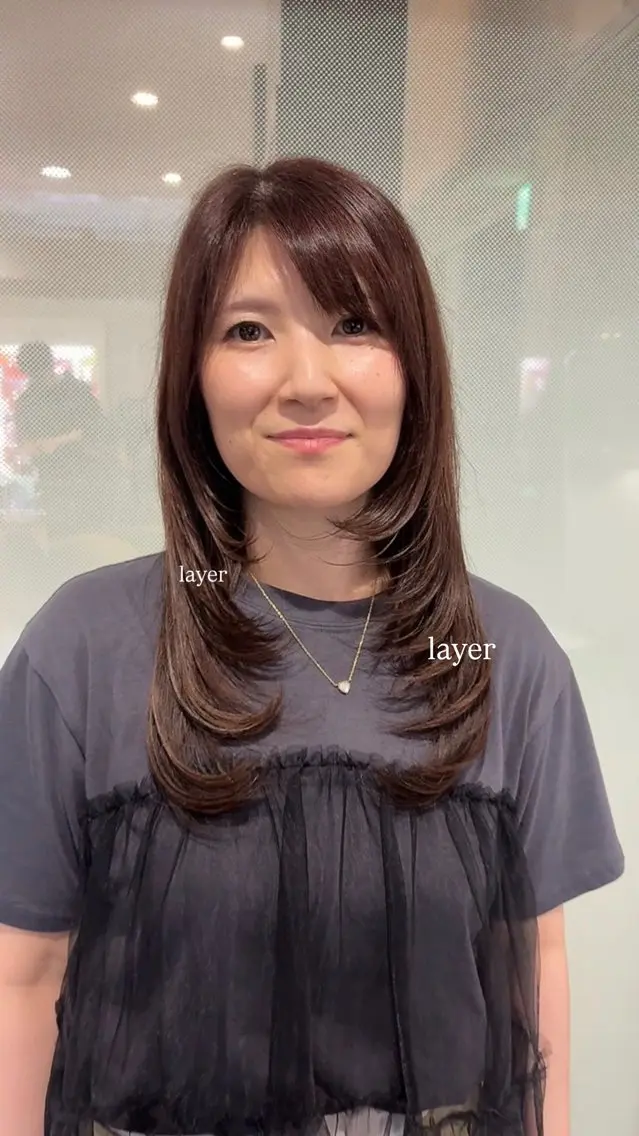 セミロング 韓国風ヘア レイヤーカット カット トリートメント 坂本奈都美/Jr.s 🎀のヘアスタイル