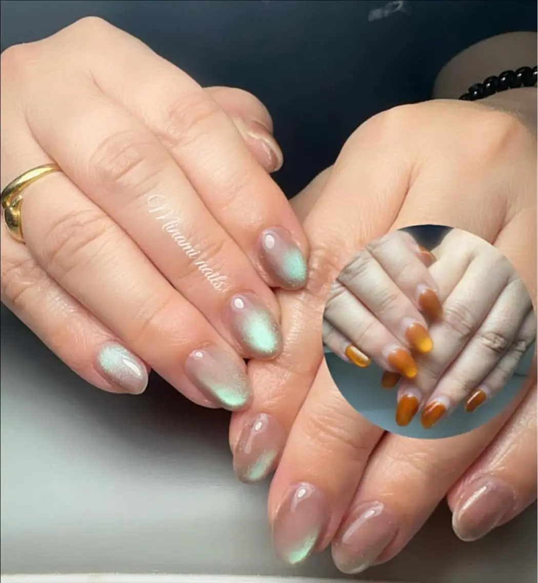ネイル アートネイル オーロラネイル ガーリー キラキラネイル 韓国ネイル フットネイル Minami Nailsのネイルデザイン