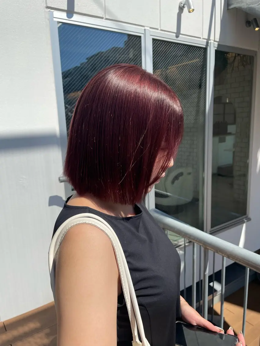 ミディアム カラー ブリーチ ブラウンカラー ダブルカラー ブリーチなしカラー ピンクカラー 松井 悠希のヘアスタイル
