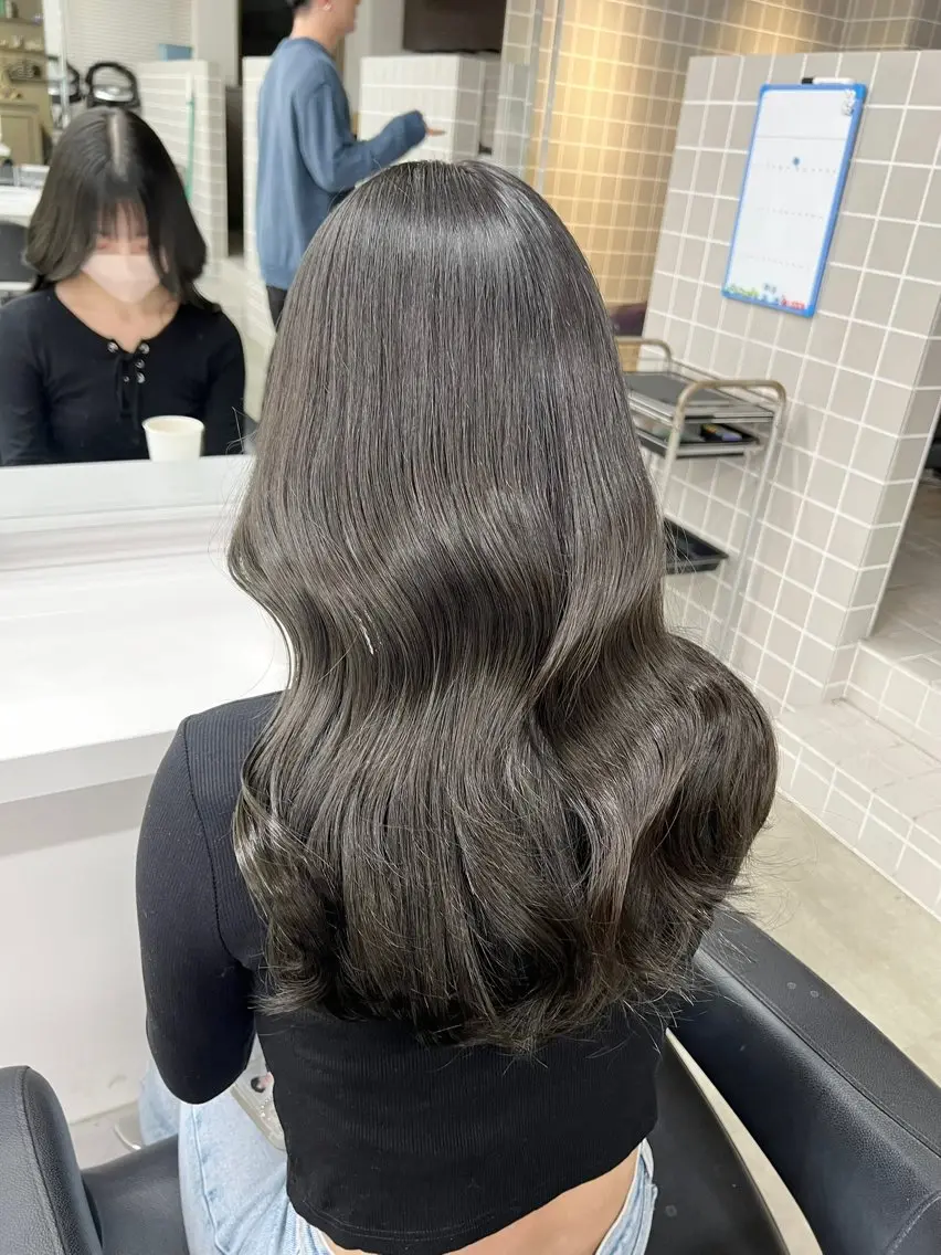 ロング カラー パーマ ヘアアレンジ メンズ キッズ 上品＆韓国風 🥀海心🥀のヘアスタイル