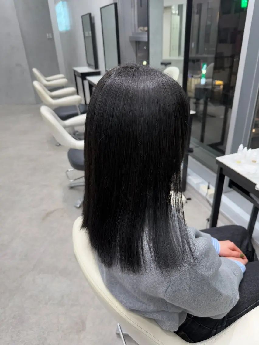 カラー 黒髪 ブルーカラー ブルーブラック ヘアカラー ハイトーン/ Runa⟡.·のヘアスタイル