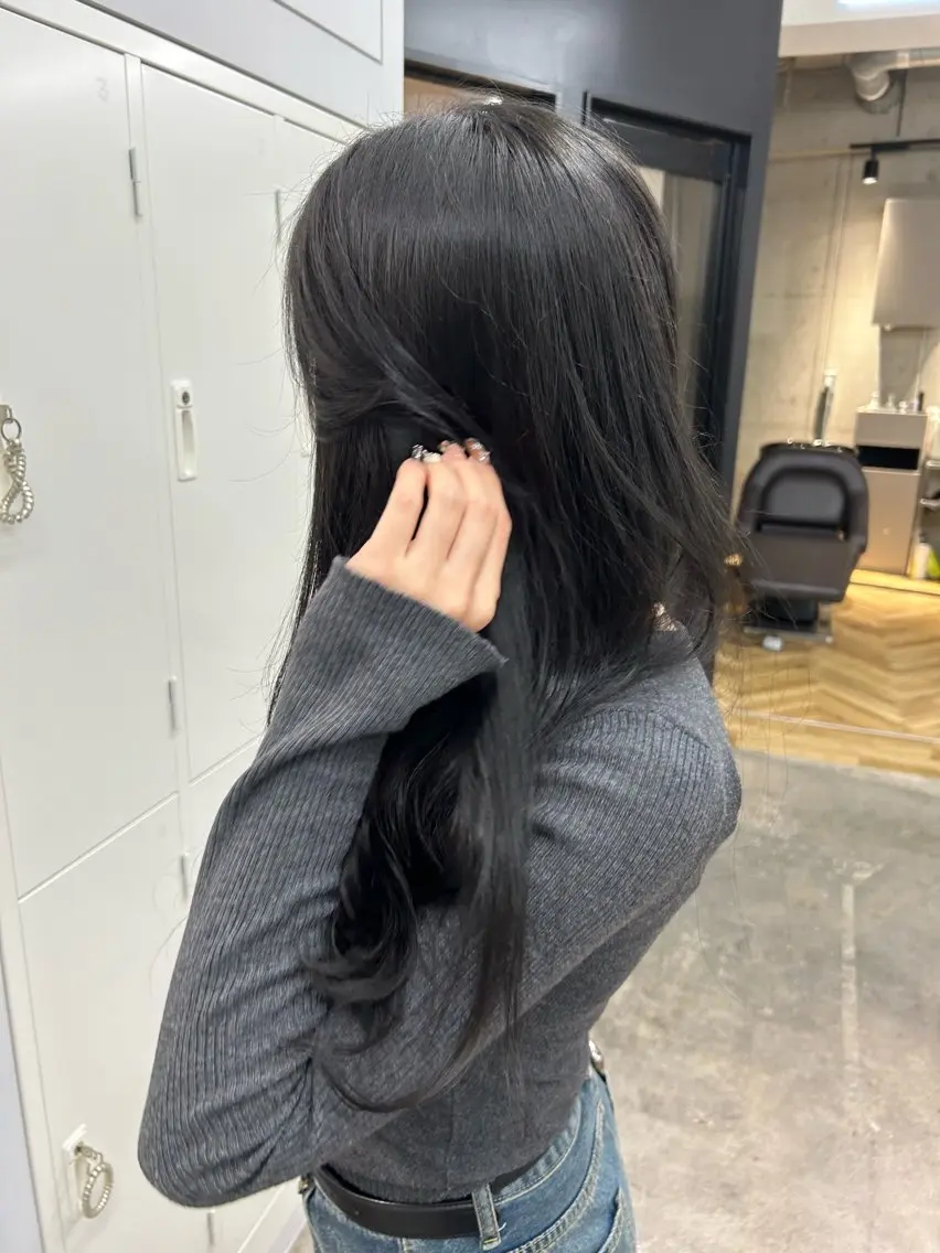 ロング ヘアカラー トリートメント ハルカ 美髪縮毛矯正 レイヤーモデル募集のヘアスタイル