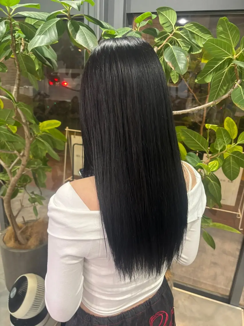 カラー 黒髪 ヘアカラー 🐈‍⬛JUMI /透明感カラー/🩶のヘアスタイル