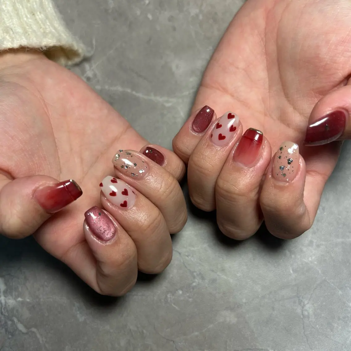 ネイル ハート マグネットネイル バレンタイン Lulea nailのネイルデザイン