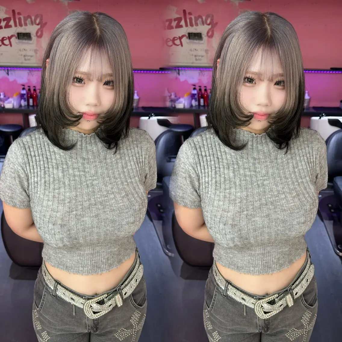 ミディアム ヘアカラー moe/名古屋 /ブリーチモデルのヘアスタイル