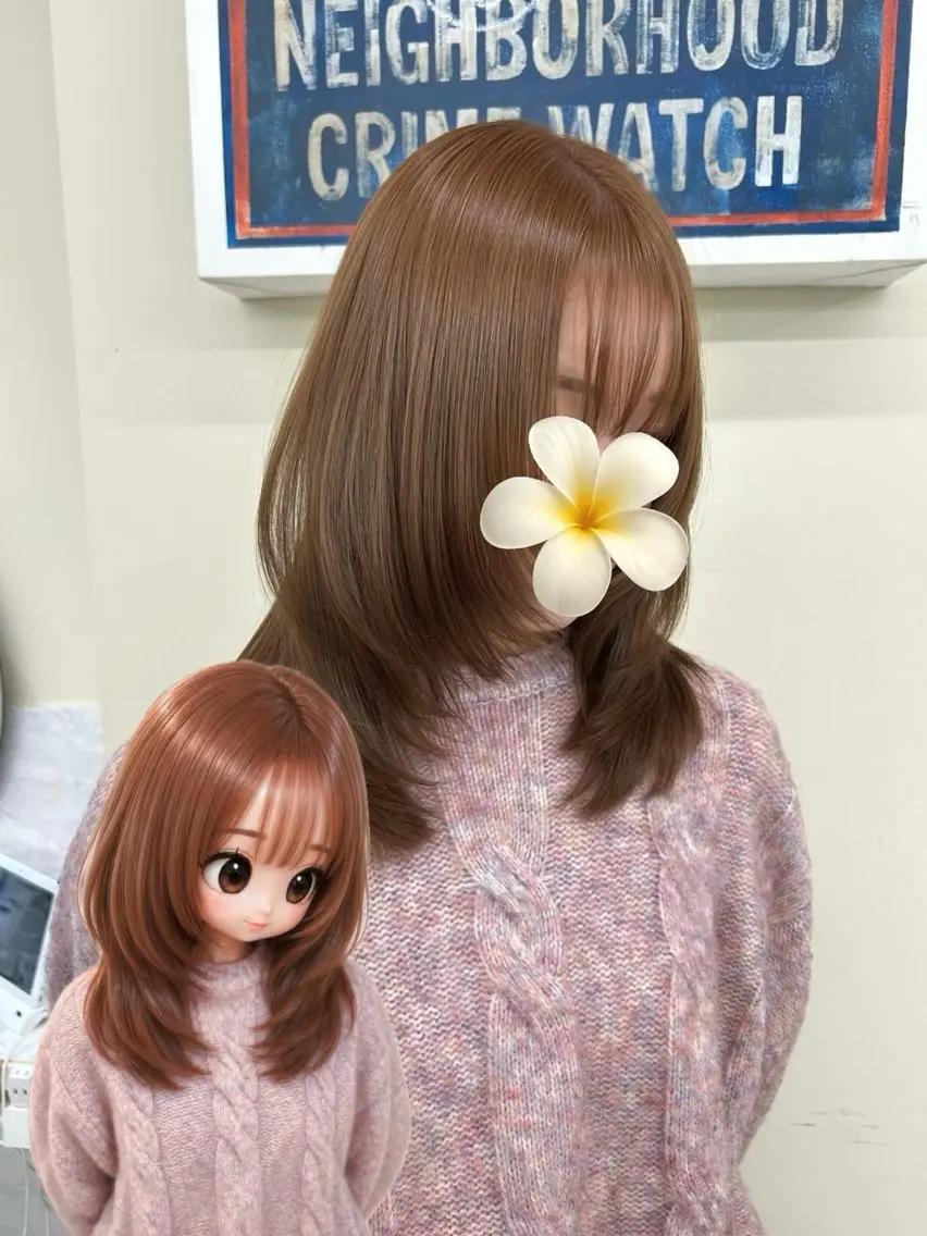 ミディアム カット ヘアカラー hiyori🎀 トレンドレイヤーのヘアスタイル