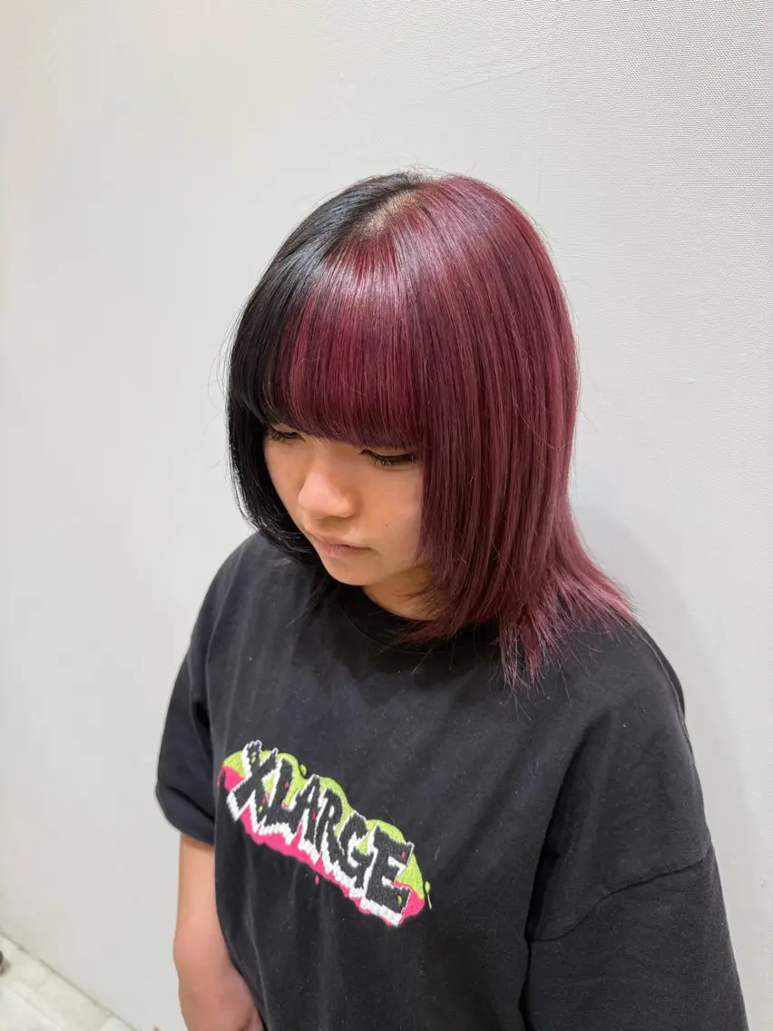 カラー 黒髪 デザインカラー ヘアカラー レディースモデル募集 角快利のヘアスタイル