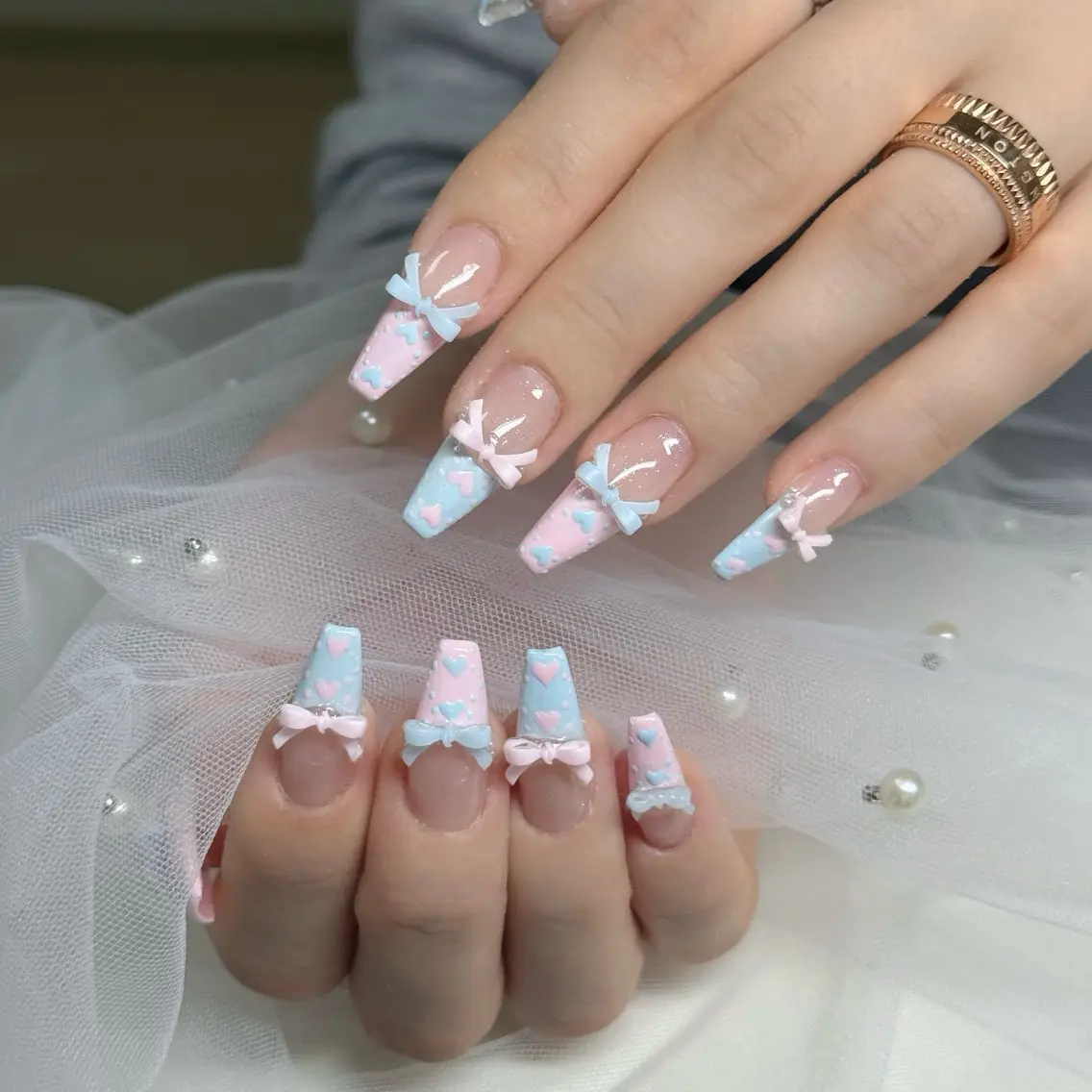 ネイル フットネイル フレンチネイル グラデーション 韓国ネイル ロングネイル ハンドネイル Hani Nail Salonのネイルデザイン