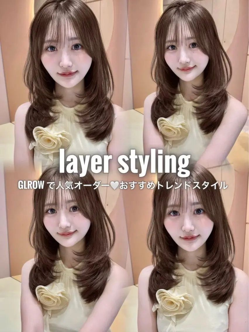 ミディアム ミディアムレイヤー レイヤーカット カット ヘアカラー 浦和縮毛矯正/ 艶カラー/minaのヘアスタイル