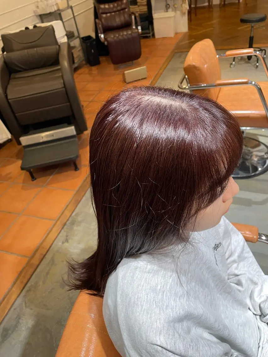ロング カラー ブリーチ ブラウンカラー ブリーチなしカラー ピンクカラー ピンクブラウン トリコヘアサロン 新井千智のヘアスタイル