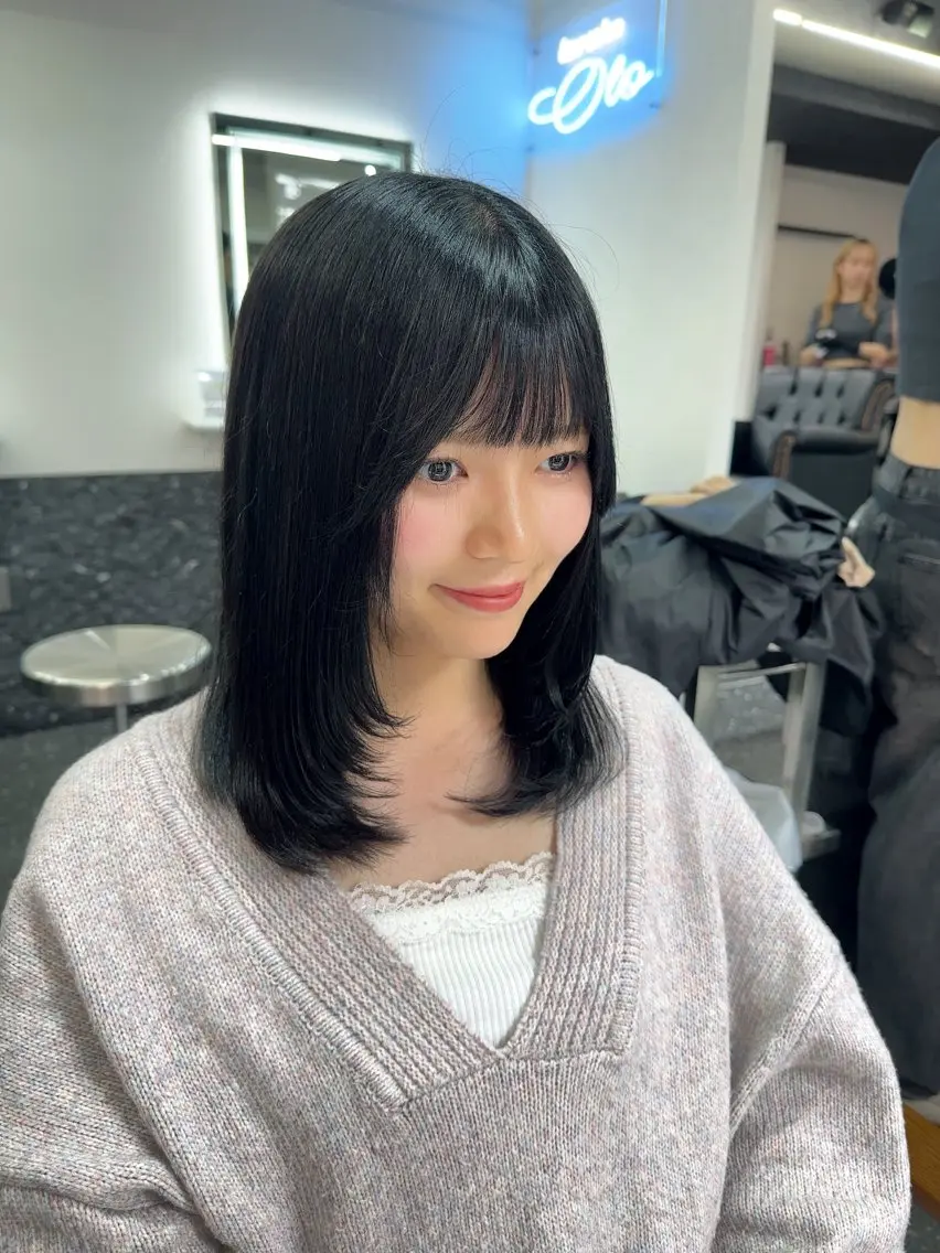 セミロング カラー 髪質改善⭐️縮毛矯正 中野⭐️Rinaのヘアスタイル